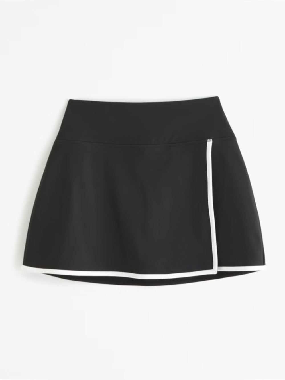 ABERCROMBIE | YPB SculptLux Lined Wrap Skirt in Black (Onyx)/White, Size Medium